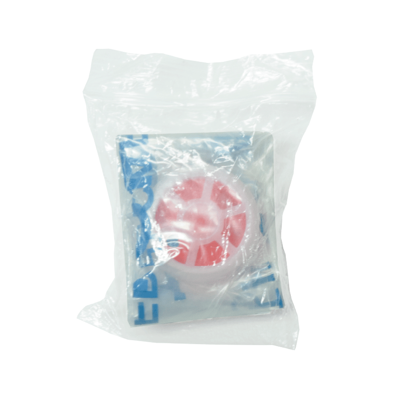 Bolsa de ventilación circular blanca con válvula naranja. Haga clic para ampliar la imagen