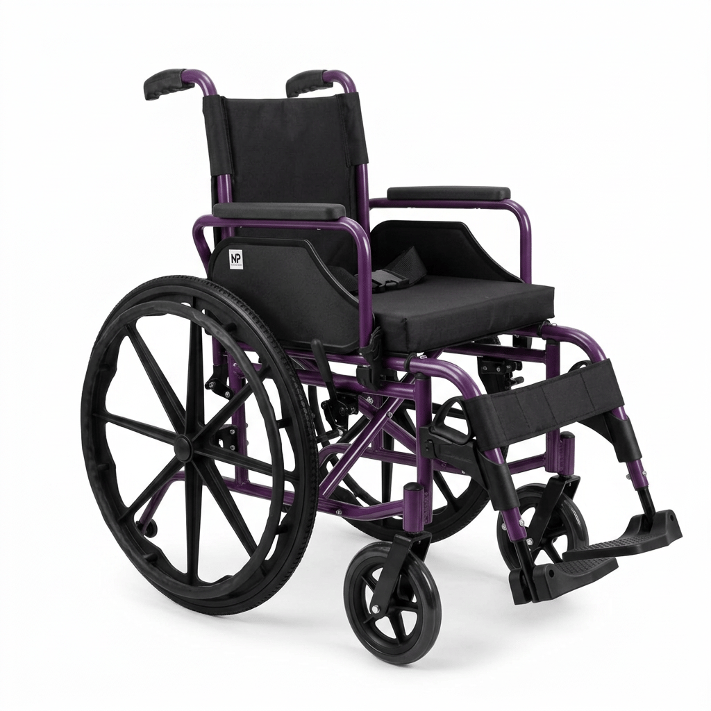 Silla ruedas pediátrica KP9065 lateral Uva. Haga clic para ampliar la imagen