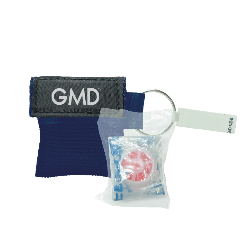 Bolsa de RCP de color azul con adaptador metálico gris, bolsa de ventilación blanca con válvula de color naranja.. Haga clic para ampliar la imagen