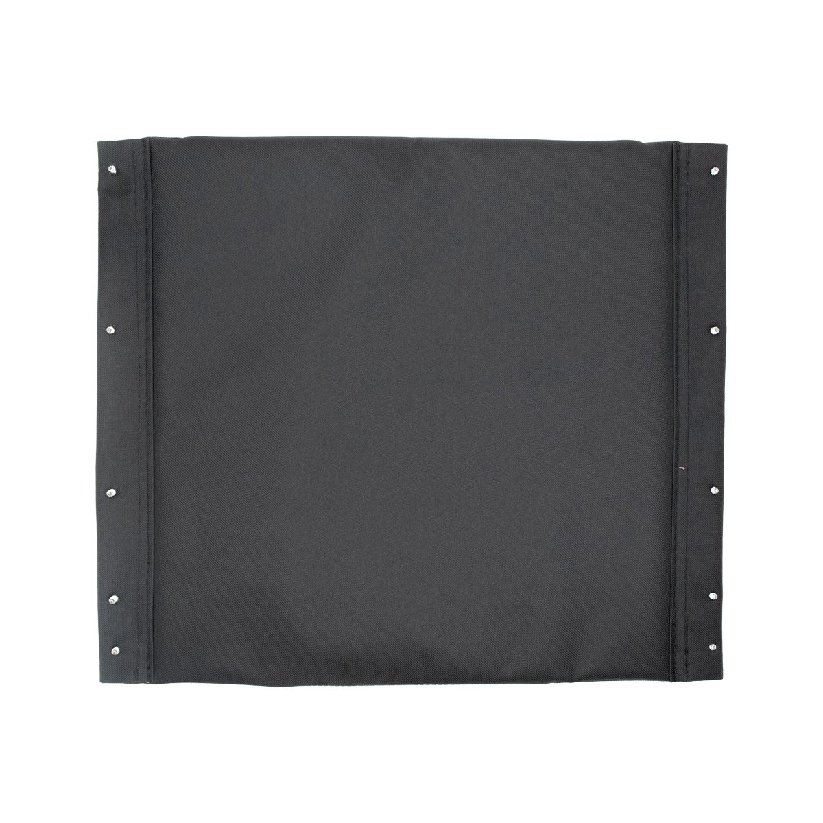 Asiento para KBE1432RF-MP23L, vista posterior, en tela color negro. Con tres orificios a cada lado para introducir la estructura metálica y cinco broches metálicos ubicados verticalmente para fijacion a la estructura.. Haga clic para ampliar la imagen