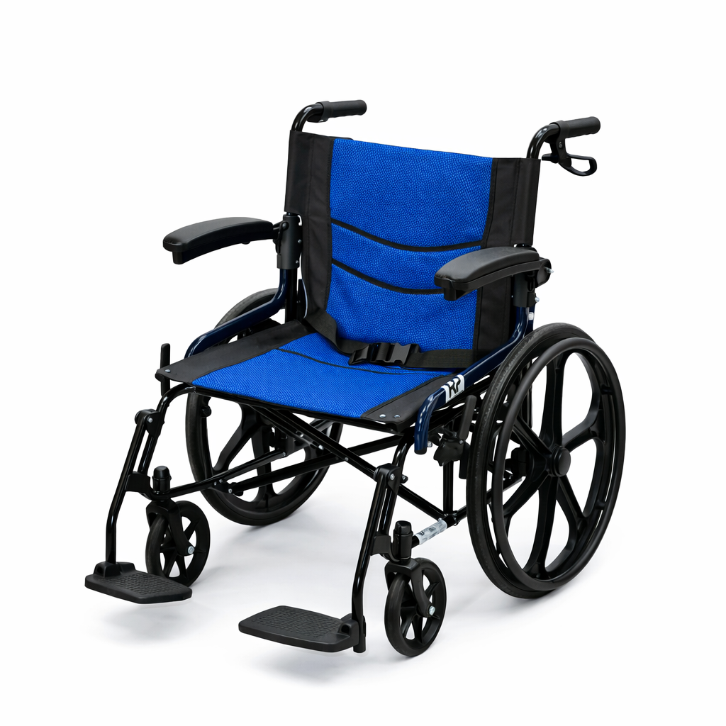 Silla ruedas estandar kp azul. Haga clic para ampliar la imagen